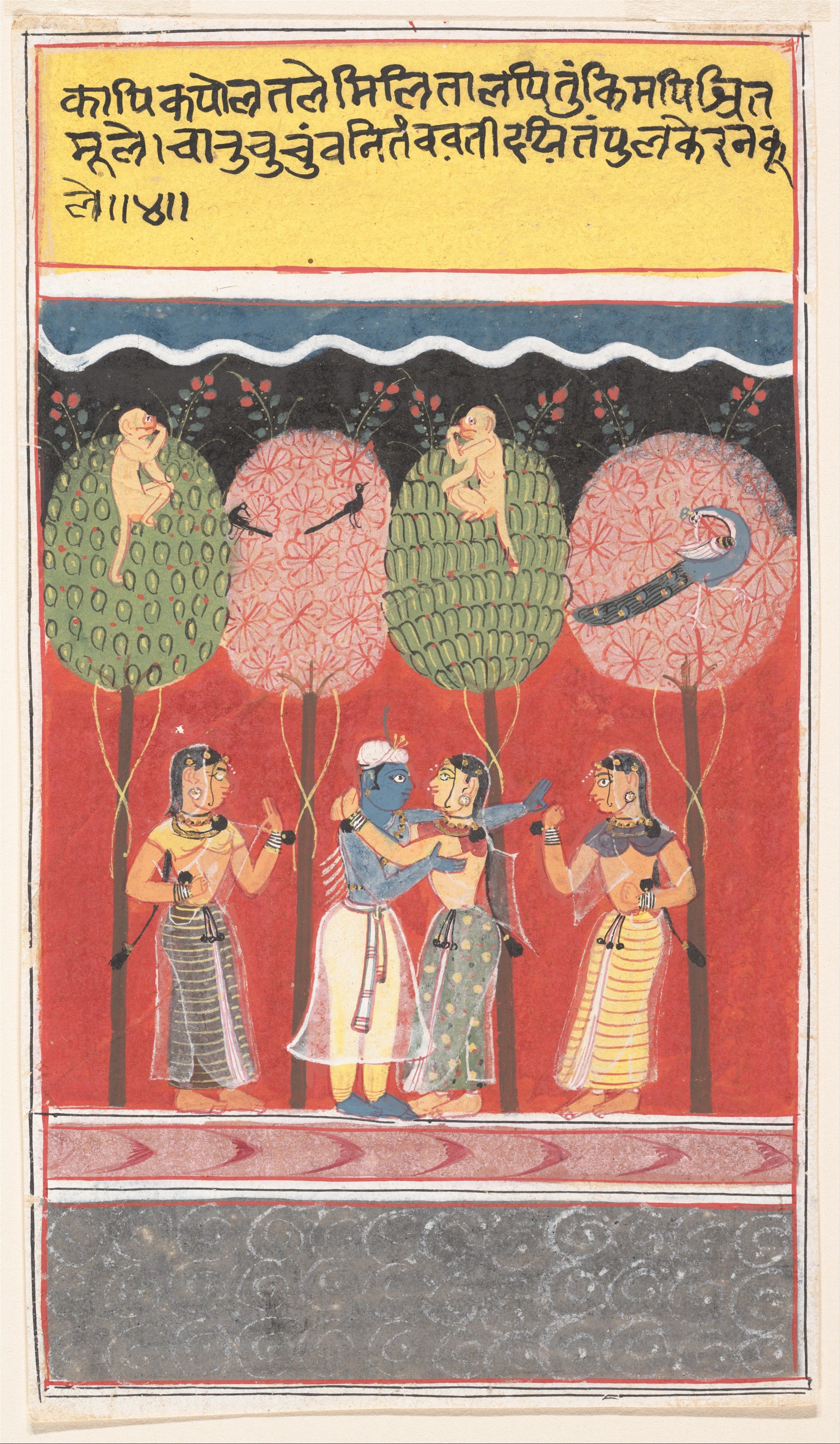 India (Madhya Pradesh, Malwa), Krishna Revels with the Gopis: Page from a Dispersed Gita Govinda (Song of the Cowherds), ca. 1630–40, The Metropolitan Museum of Art, New York