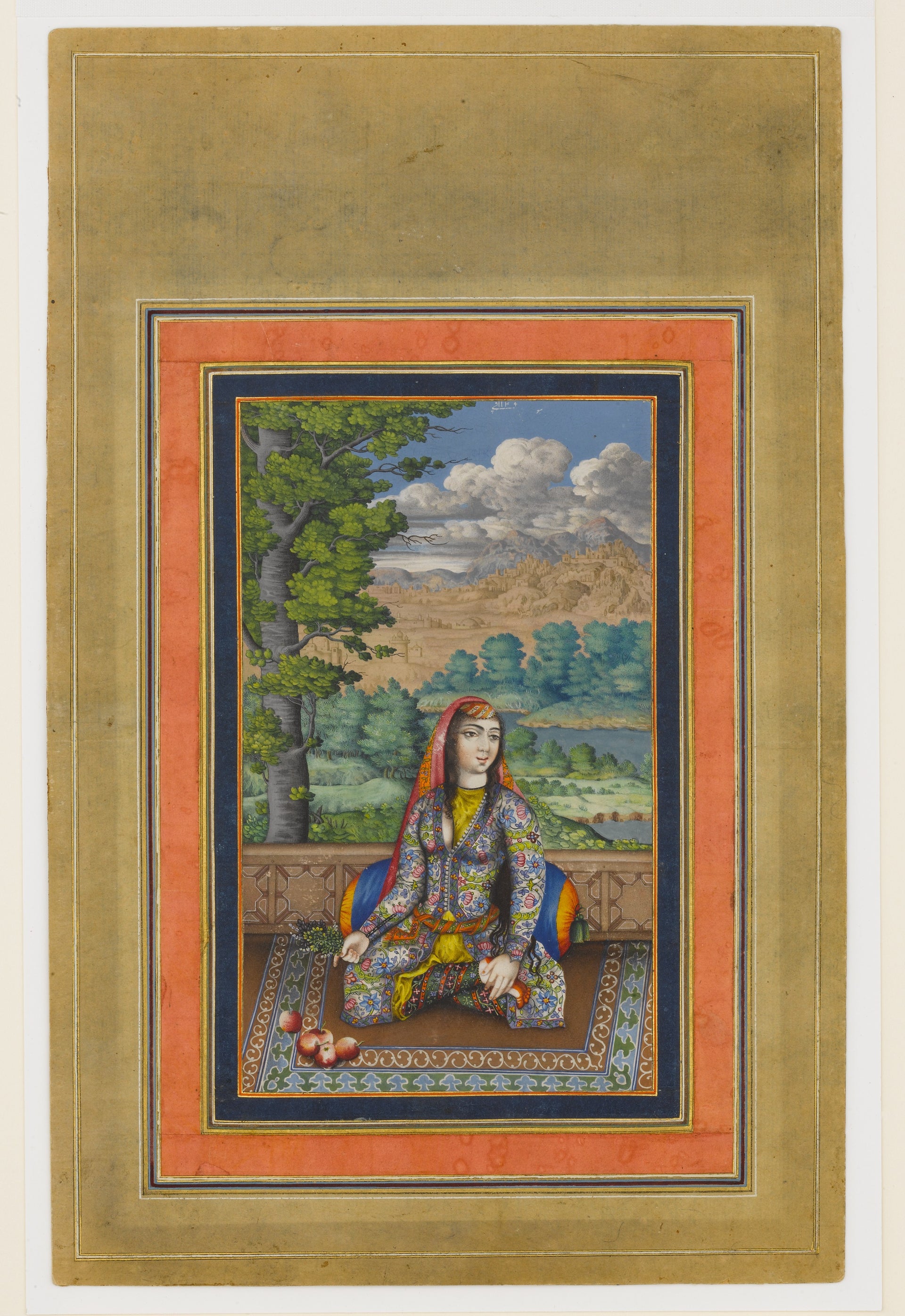 Portrait d’une dame persane, Atelier persan anonyme, dated 1149 AH/1736–37 CE