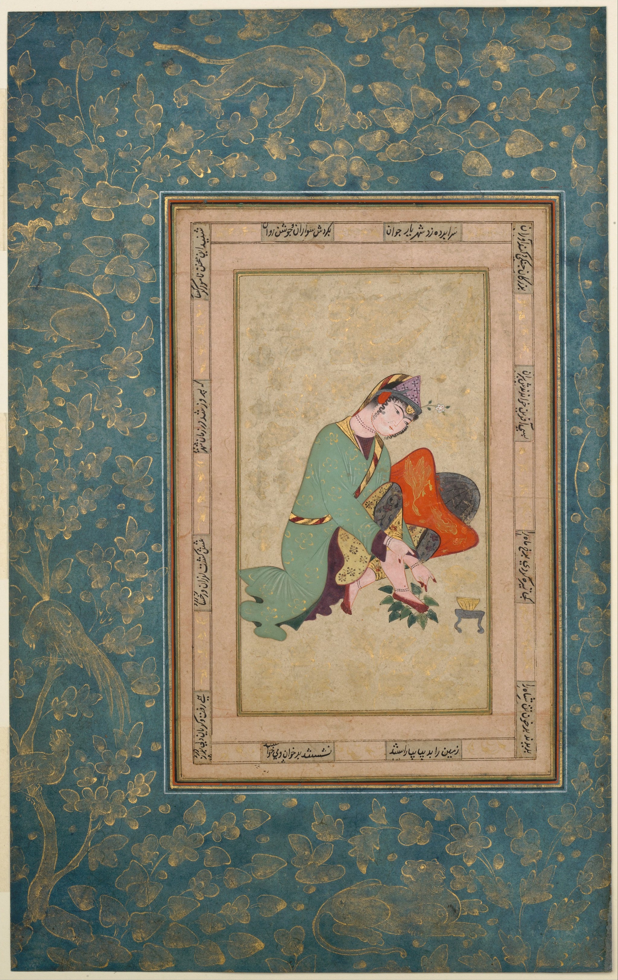 Femme appliquant du henné, Atelier persan anonyme, late 16th century