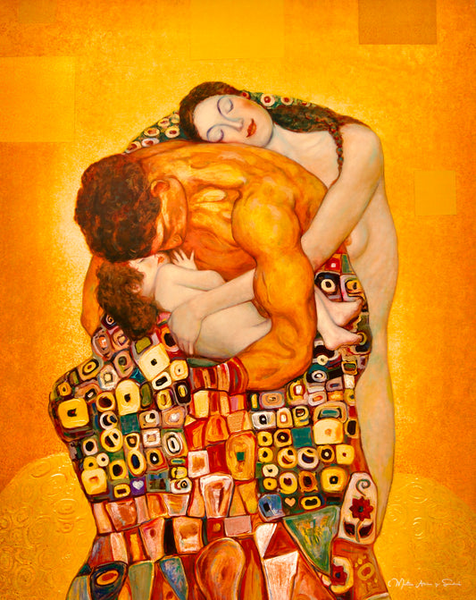 👨‍👩‍👧 The Family Embrace – Inspired by Gustav Klimt (Collage artwork created by fans)