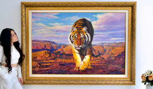 Tiger on the Hunt – Somchai | 150x100cm 