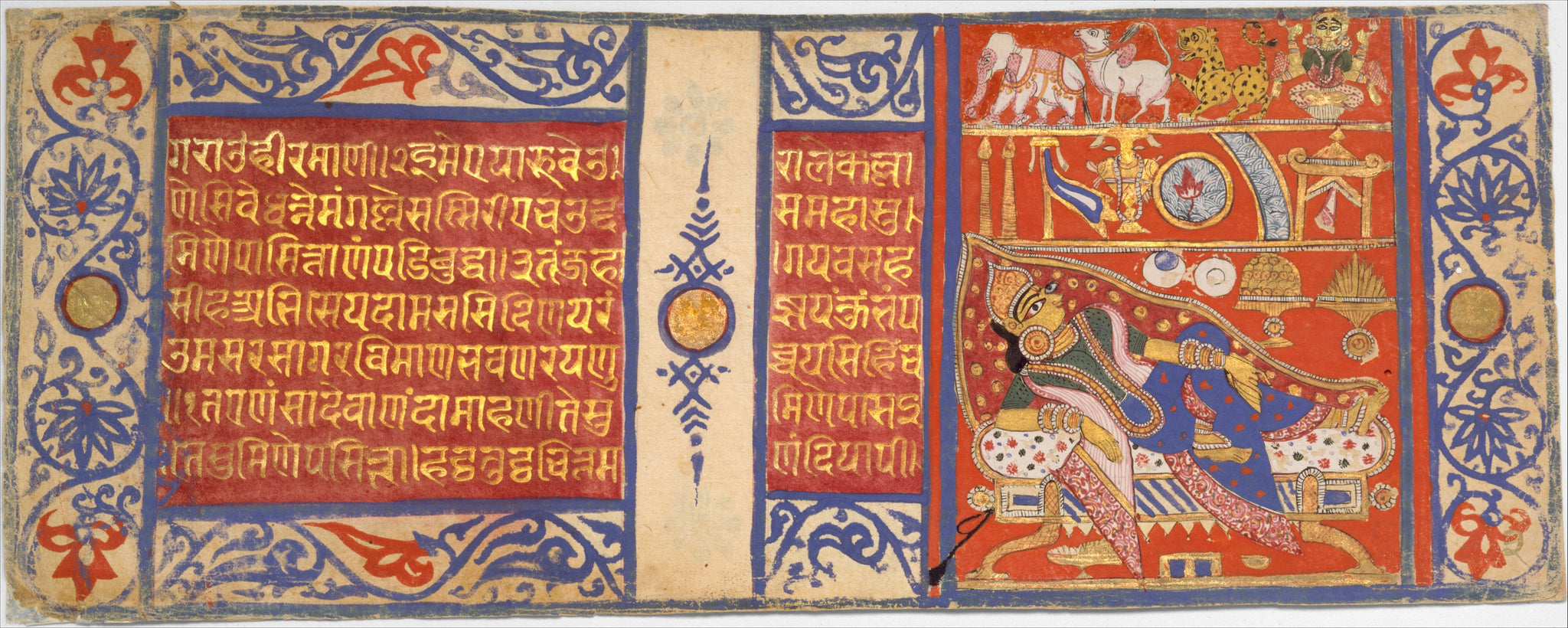 Master of the Jaunpur Kalpasutra, Devananda's Fourteen Auspicious Dreams Foretelling the Birth of Mahavira: Folio from a Kalpasutra Manuscript, ca. 1465, The Metropolitan Museum of Art, New York