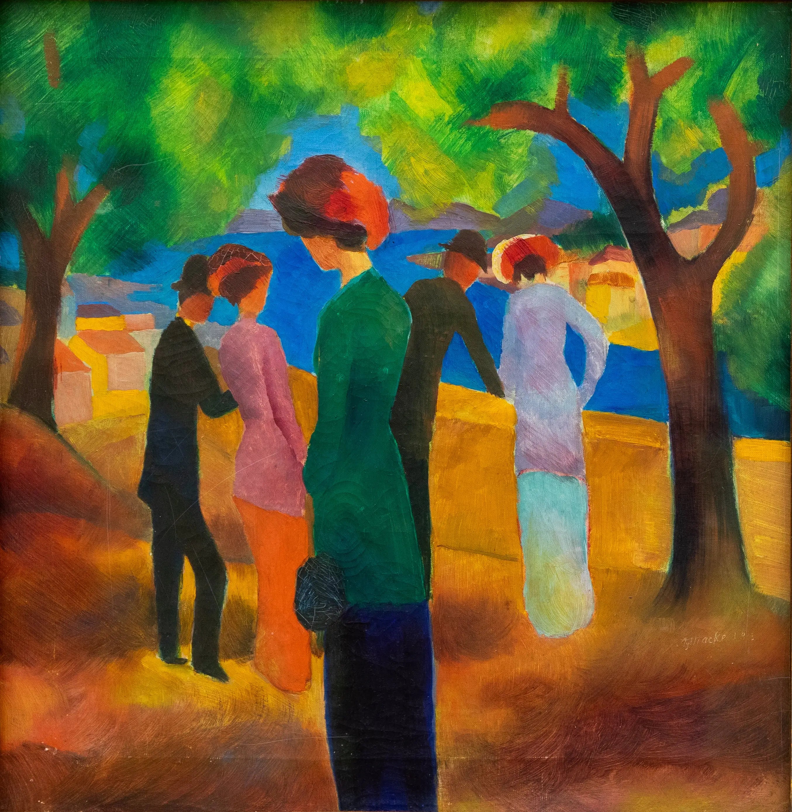 Reproduction du tableau « Femme à la veste verte - August Macke » par Alpha Reproduction en peinture à l’huile