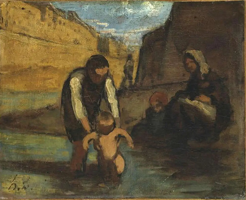 The First Bath - Honoré Daumier