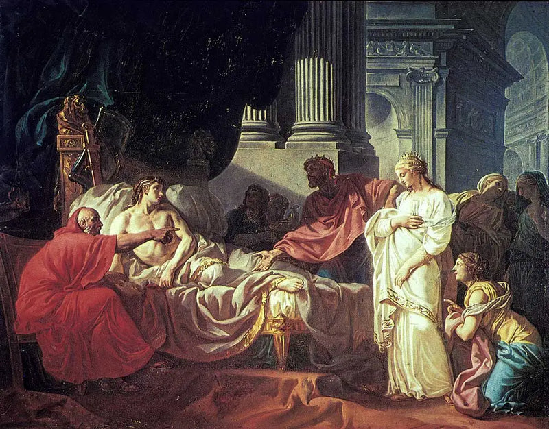 Erasistratus discovering the cause of Antiochus's illness - Jacques-Louis David