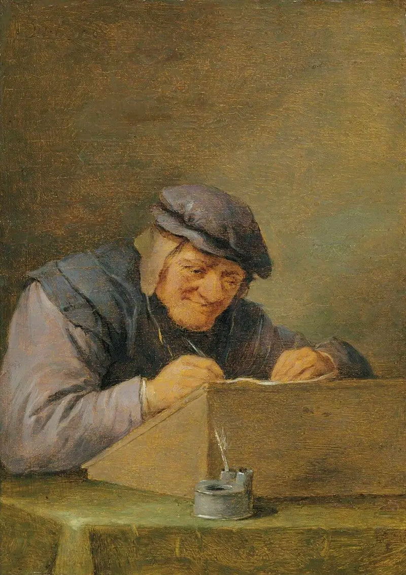 Peasant Writing - David Teniers the Younger