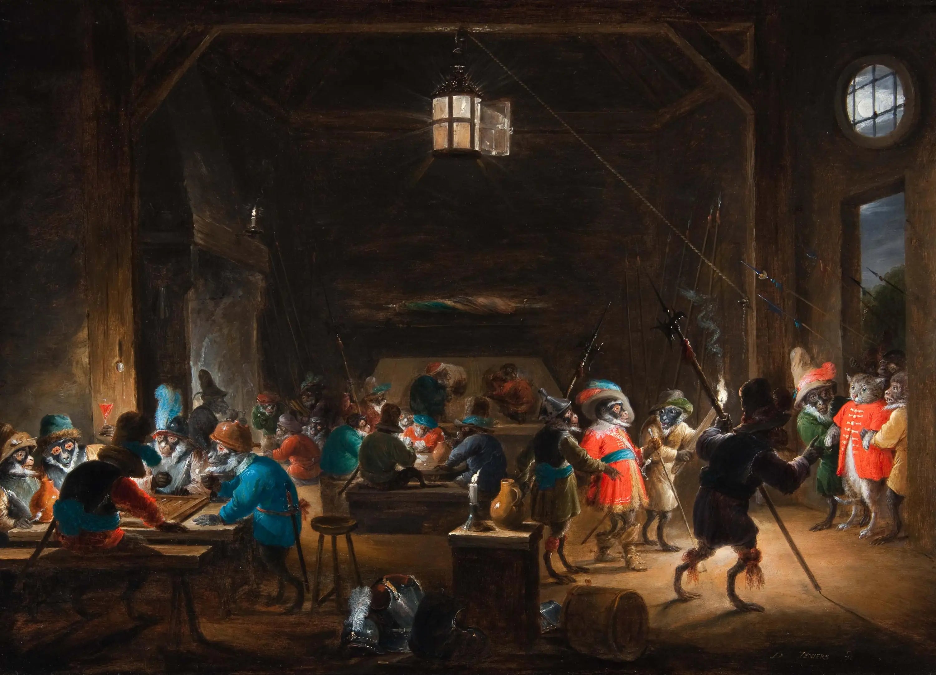 Scène de garde avec des soldats singes - David Teniers le Jeune - Alpha Reproduction