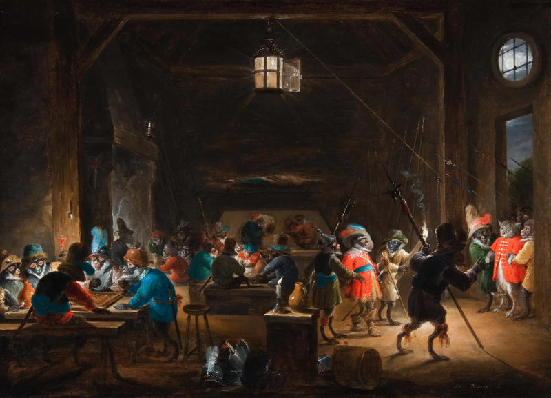 Guard scene with monkey soldiers - David Teniers the Younger