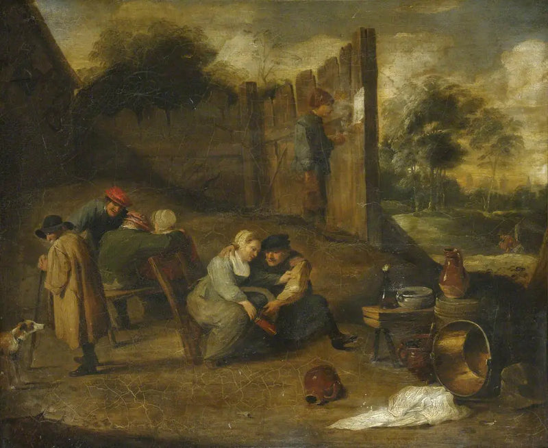 A group of peasants in front of a tavern - David Teniers the Younger