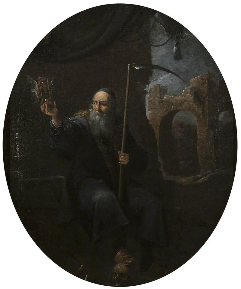Time as an Old Man with a Scythe and a Winged Hourglass - David Teniers the Younger