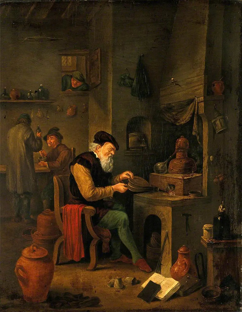 An Alchemist in His Laboratory - David Teniers the Younger