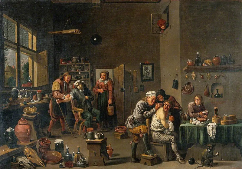 Interior of a medical office with two operators - David Teniers le Jeune