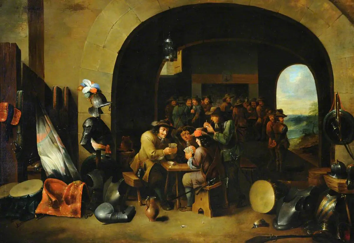 Soldats jouant aux cartes dans une salle de garde - David Teniers le Jeune - Alpha Reproduction