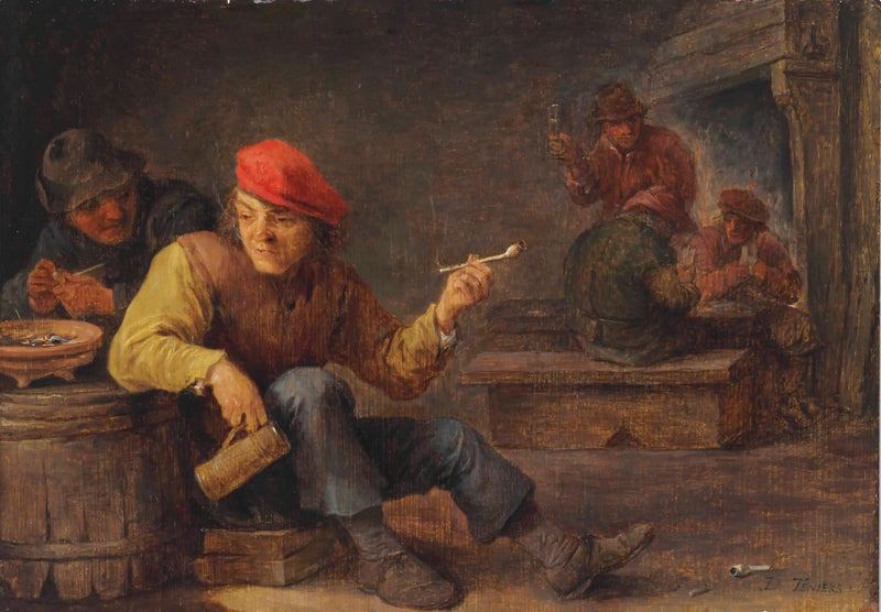Brutes drinking and smoking in an inn - David Teniers the Younger