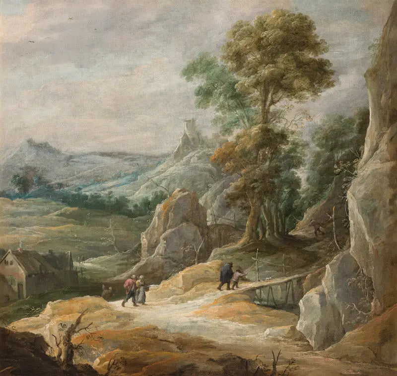 Rocky landscape with pilgrims - David Teniers the Younger
