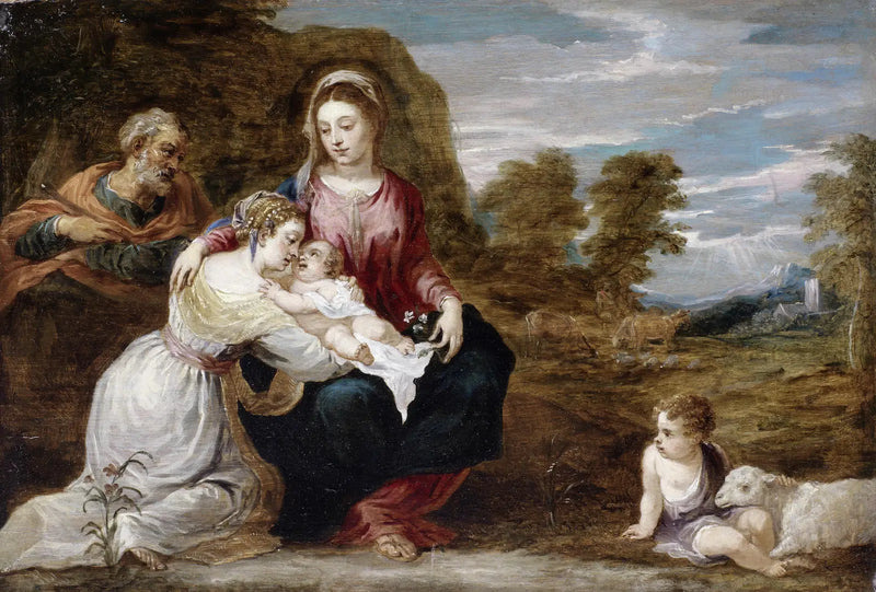 Holy Family with Saint Elizabeth and Saint John Child - David Teniers the Younger