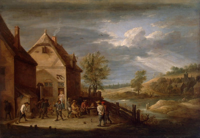 Landscape with Peasants Playing Bowls - David Teniers the Younger