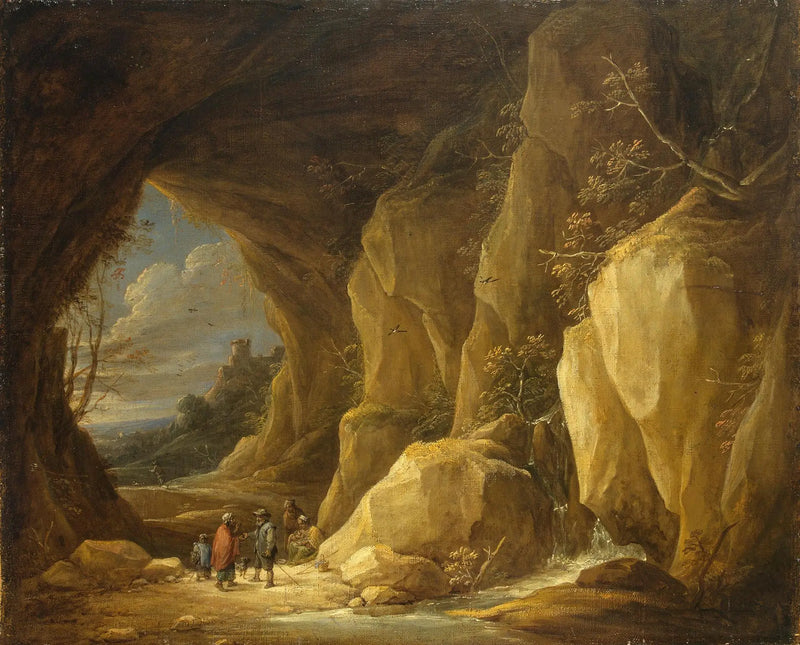 Landscape with a Cave and a Group of Gypsies - David Teniers the Younger