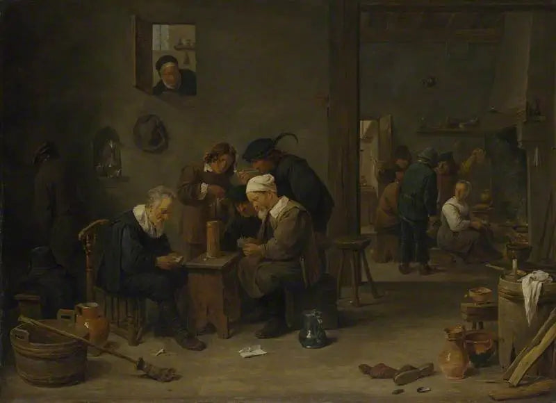 Two men playing cards in the kitchen of an inn - David Teniers the Younger