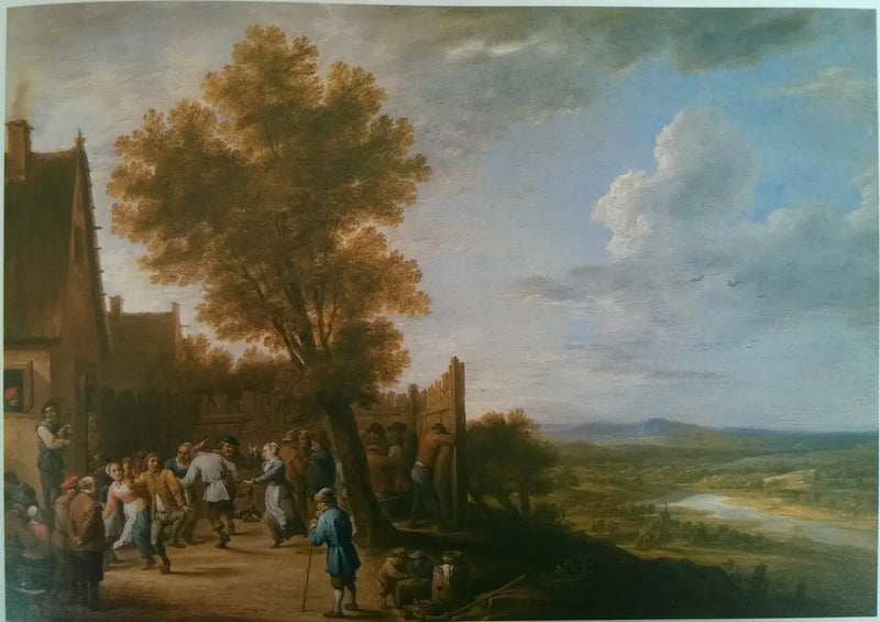 Village Dance with View of a River - David Teniers the Younger