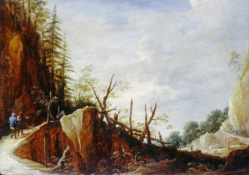 Figures sur un rocky hill - David Teniers the Younger