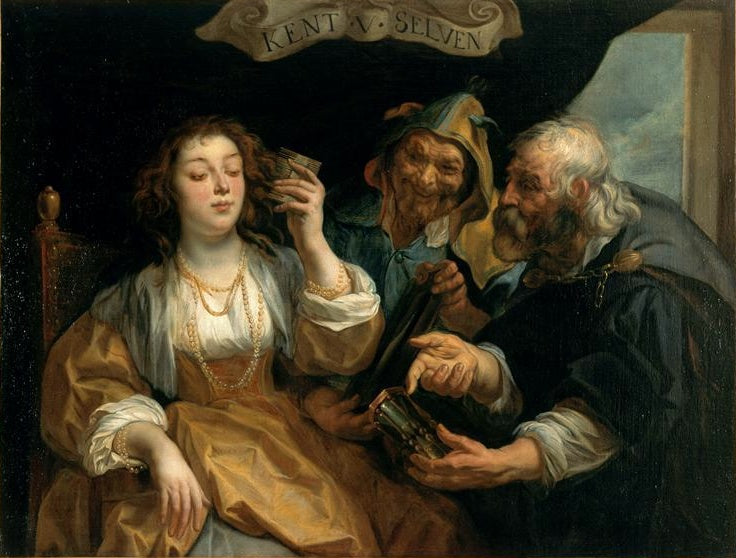 Connais toi toi-même ; la jeunesse entre le vice et la vertu - Jacob Jordaens