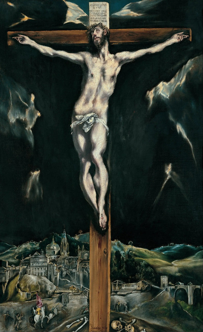 The Crucified Christ with Toledo in the background - El Greco
