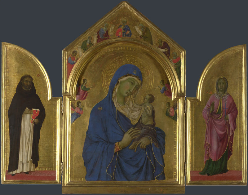 The Virgin and Child with Saints Dominic and Aurea - Duccio di Buoninsegna