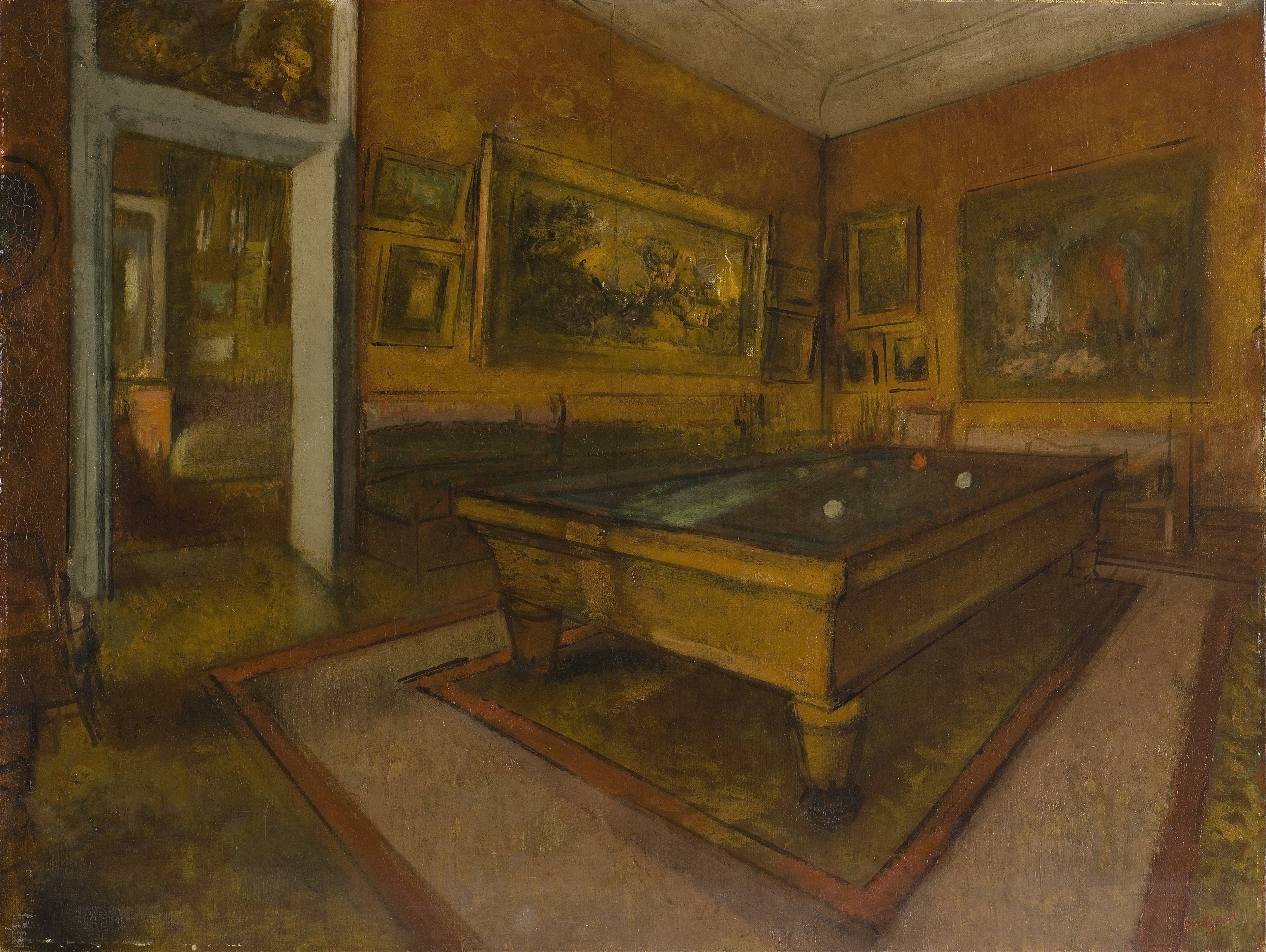 Reproduction du tableau « Salle de billard au Ménil-Hubert - Edgar Degas » par Alpha Reproduction en peinture à l’huile