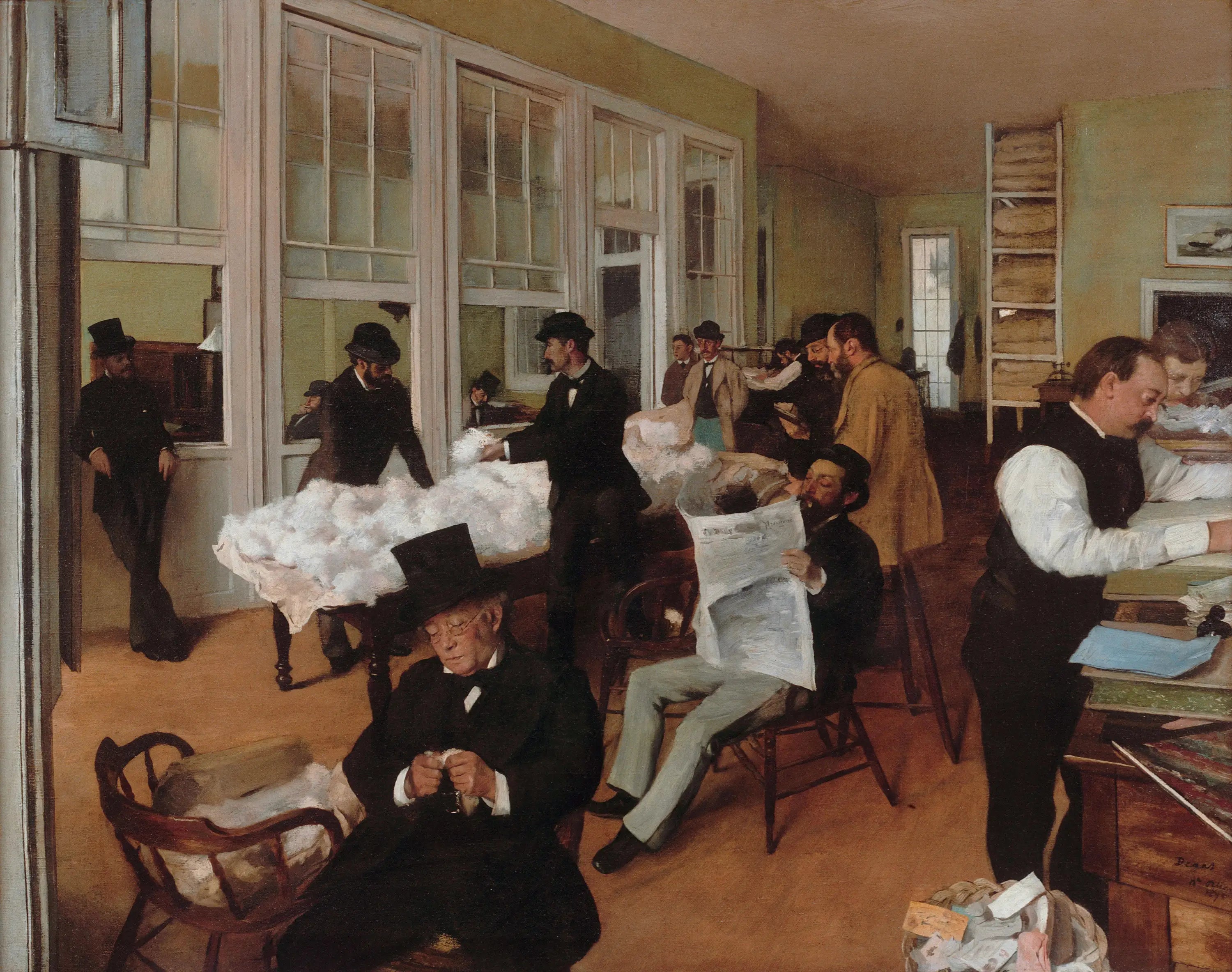 Reproduction du tableau « Le Bureau de coton à La Nouvelle-Orléans - Edgar Degas » par Alpha Reproduction en peinture à l’huile