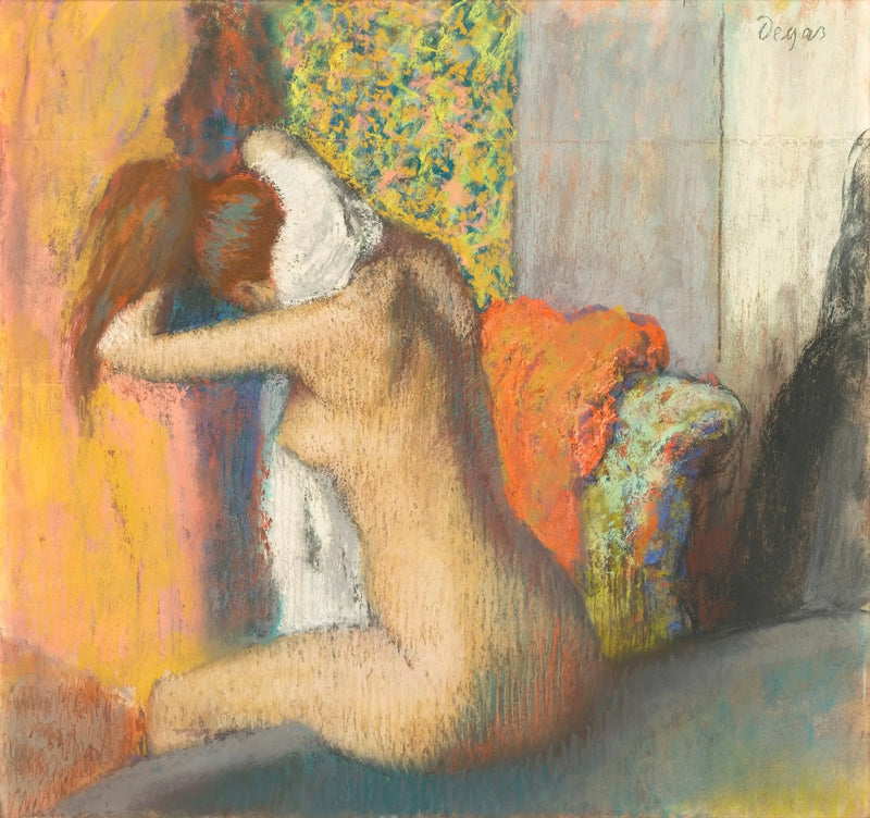 After the Bath, Nude Woman Drying Herself - Edgar Degas