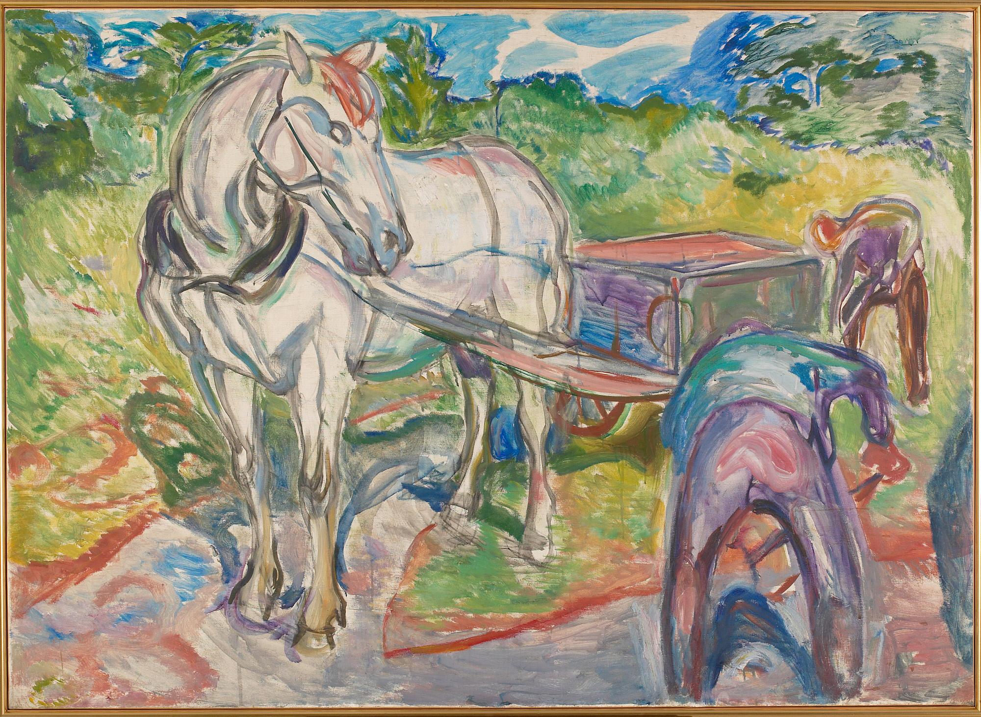 Reproduction du tableau « Hommes creusant avec cheval et char - Edvard Munch » par Alpha Reproduction en peinture à l’huile