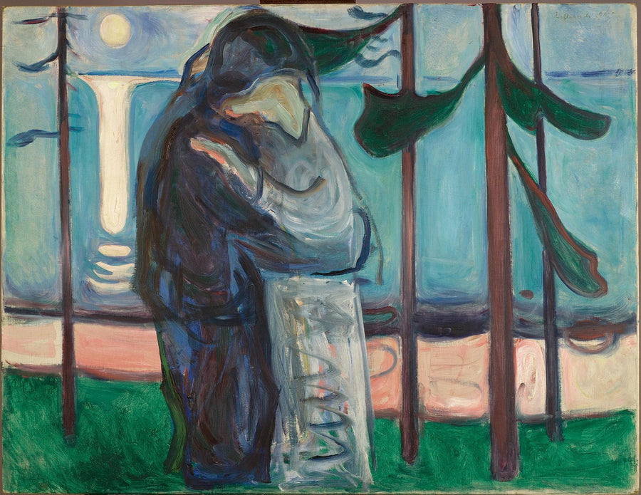 Baiser sur le rivage au clair de lune de Edvard Munch