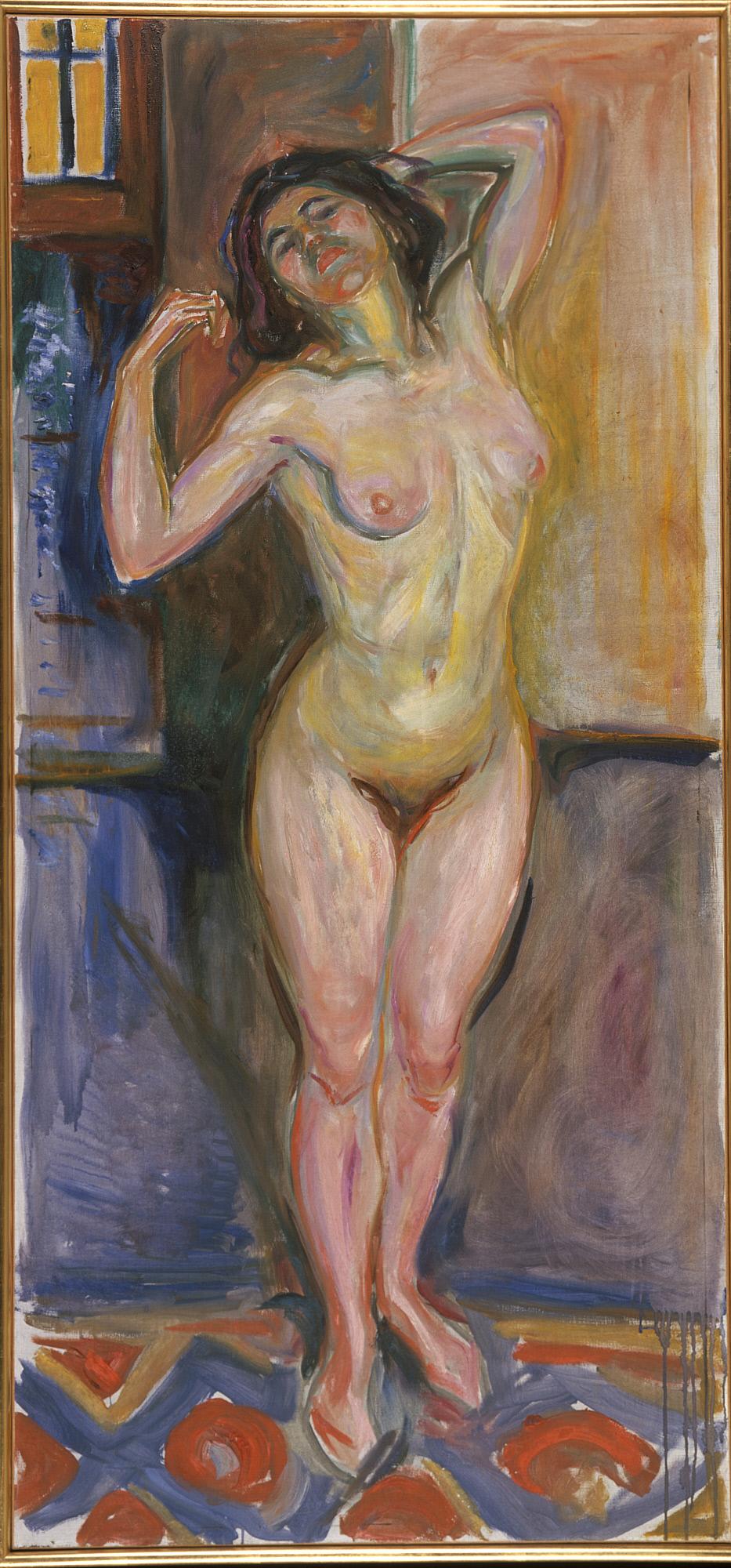 Reproduction du tableau « Nu debout avec ses mains derrière la tête - Edvard Munch » par Alpha Reproduction en peinture à l’huile