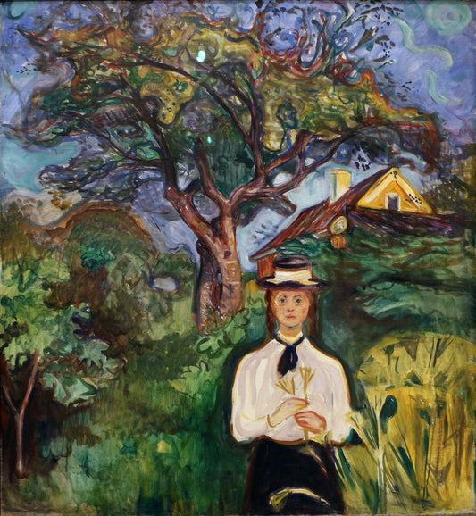 Reproduction du tableau « Jeune Femme sous un pommier - Edvard Munch » par Alpha Reproduction en peinture à l’huile