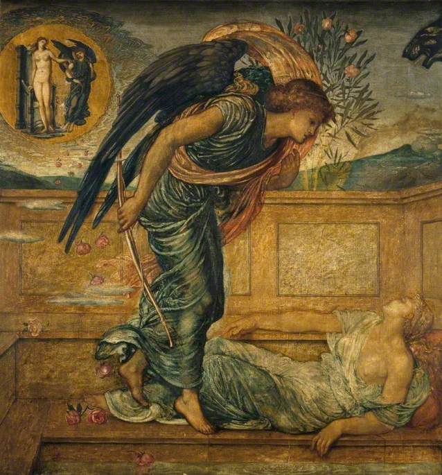 Cupidon et Psyché - Peintures murales vertes du palais - Edward Burne-Jones - Alpha Reproduction