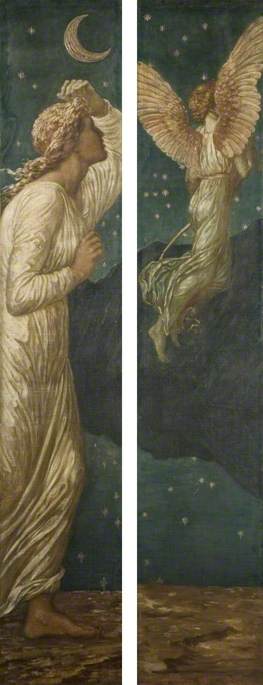 Cupidon et Psyché - Peintures murales vertes du palais - Edward Burne-Jones - Alpha Reproduction