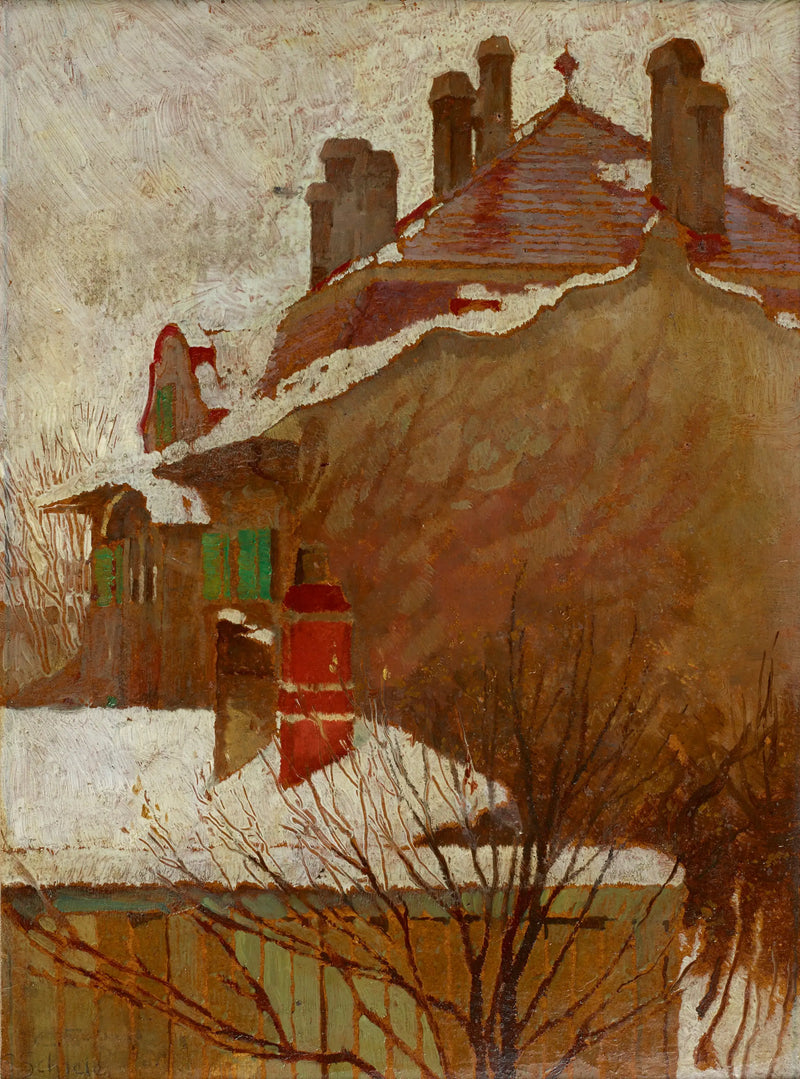 Houses in Winter (View from the Studio) - Egon Schiele