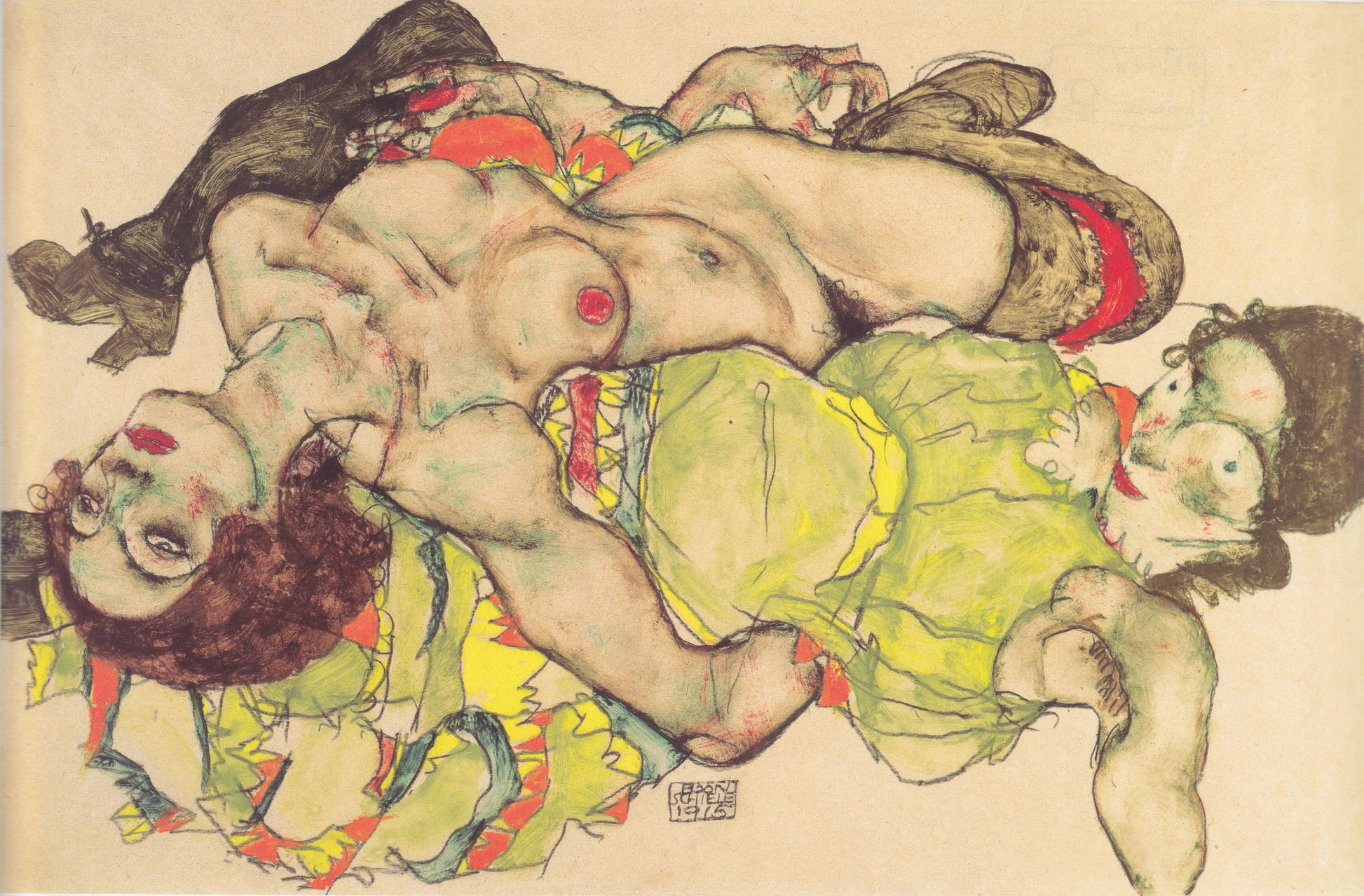 Reproduction du tableau « Couple de femmes amoureuses - Egon Schiele » par Alpha Reproduction en peinture à l’huile