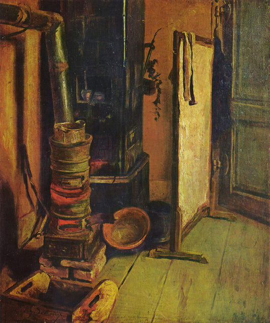 Reproduction du tableau « Coin d'atelier. Le Poêle - Eugène Delacroix » par Alpha Reproduction en peinture à l’huile