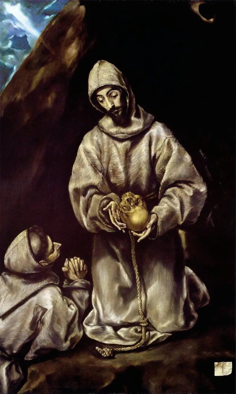 Saint François and Brother Léon Meditating on Death - El Greco