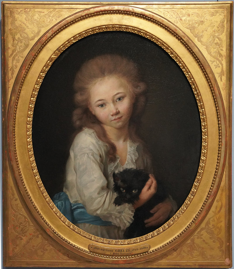 Portrait of Esprit de Baculard d'Arnaud with a cat - Jean-Baptiste Greuze