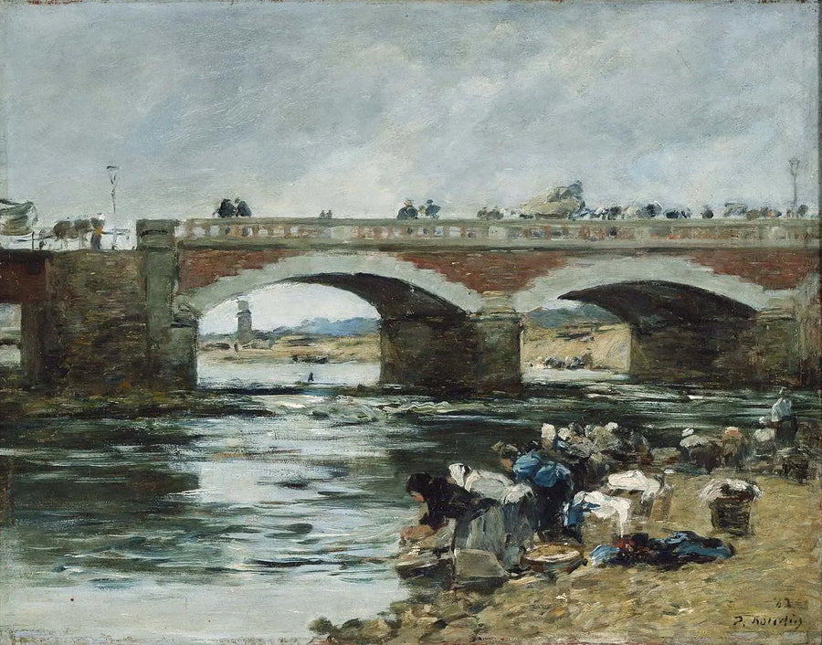 Washerwomen near a bridge - Eugène Boudin