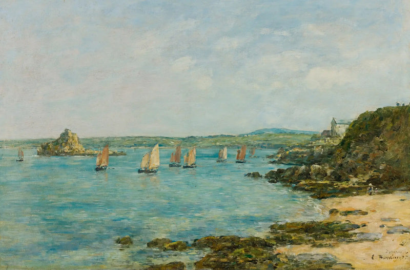 Shore of Douarnenez, fishing boats in the bay - Eugène Boudin