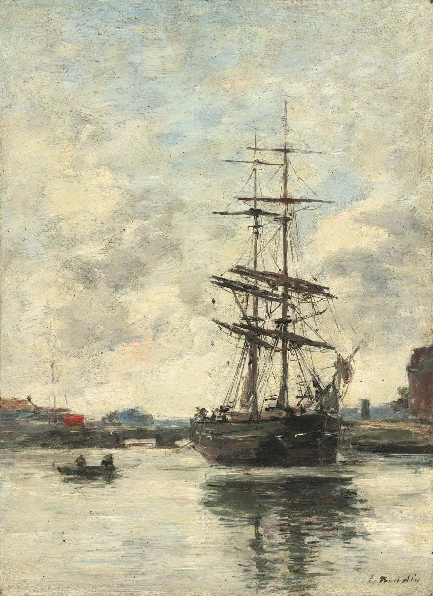 Reproduction du tableau « Navire sur la Touques - Eugène Boudin » par Alpha Reproduction en peinture à l’huile