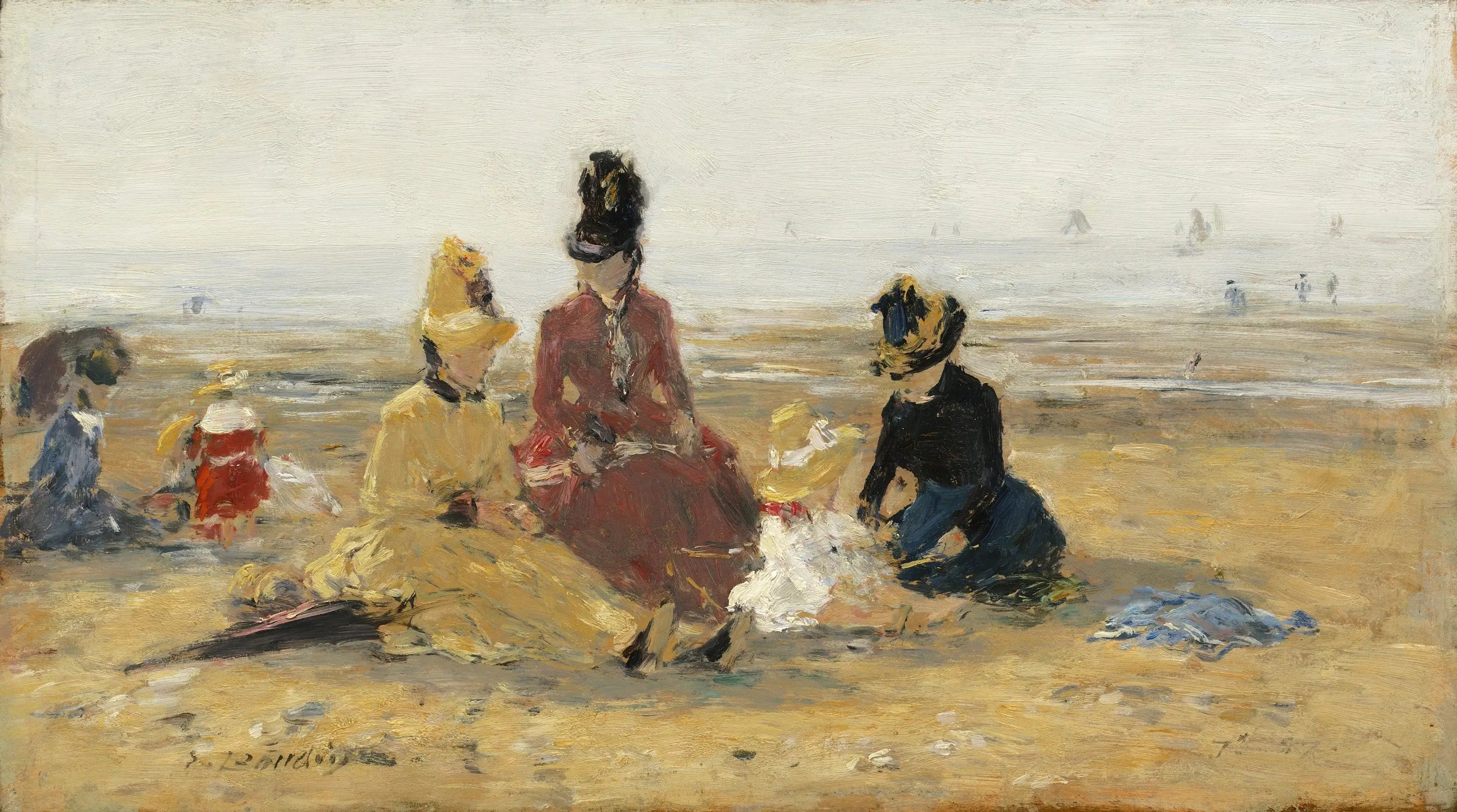 Reproduction du tableau « Sur la plage, Trouville - Eugène Boudin » par Alpha Reproduction en peinture à l’huile