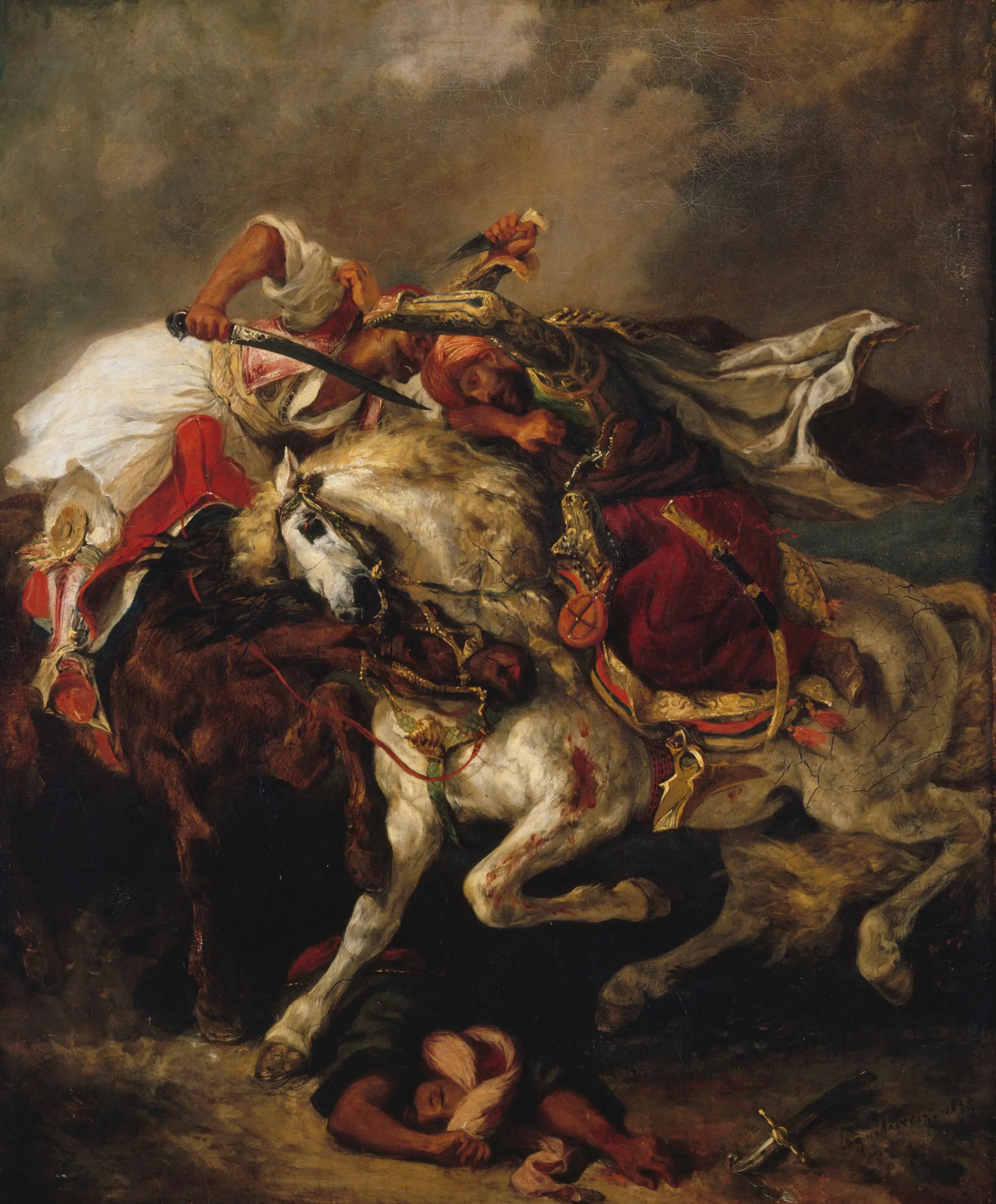 Reproduction du tableau « Combat du Giaour et du Pacha - Eugène Delacroix » par Alpha Reproduction en peinture à l’huile