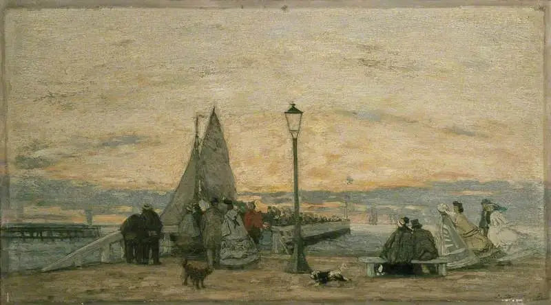 Reproduction du tableau « La Jetée de Trouville : Coucher de soleil - Eugène Boudin » par Alpha Reproduction en peinture à l’huile