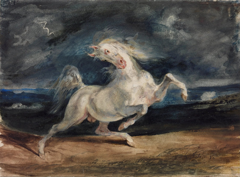 Frightened Horse by the Storm - Eugène Delacroix