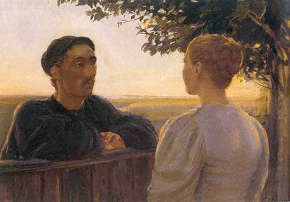 Evening encounter near the garden fence - Anna Ancher